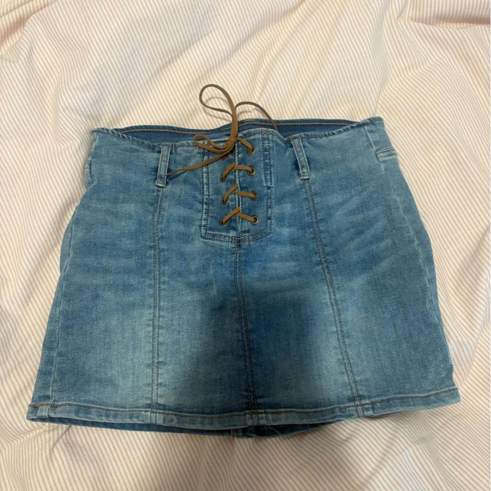 Denim Lace-Up Women's mini skirt